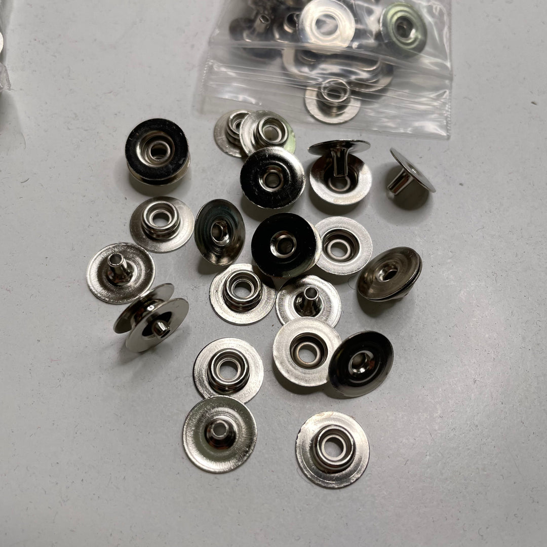 Studs And Rivets Button - 13MM Metal - Silver - 25 Pack (6809602130033)