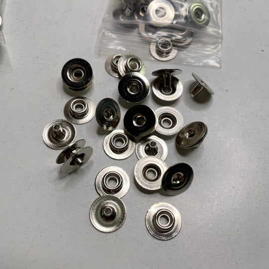 Studs And Rivets Button - 13MM Metal - Silver - 25 Pack (6809602130033)