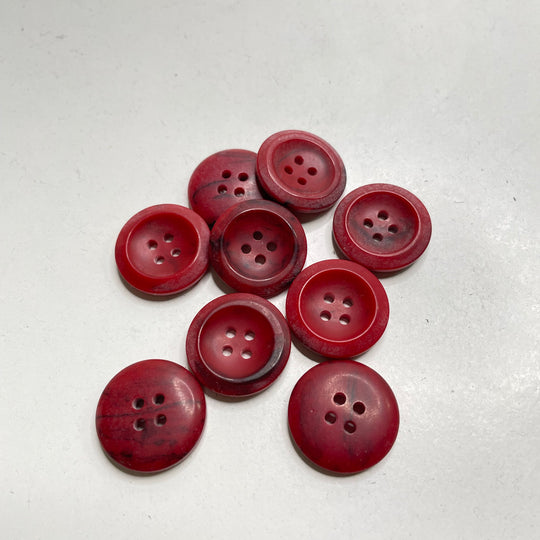 4 Hole Button - 19MM Plastic - Red/Black - 9 Pack (6809602490481)