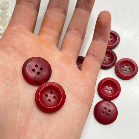 4 Hole Button - 19MM Plastic - Red/Black - 9 Pack (6809602490481)