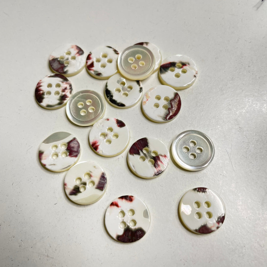4 Hole Button - 14MM Plastic - White Multi - 16 Pack (6809608847473)