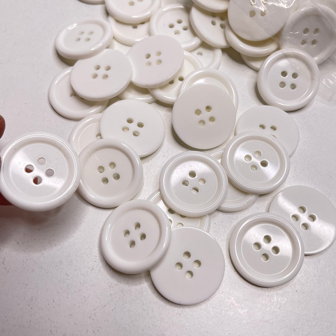 4 Hole Button - 23MM Plastic - White (6809619431537)