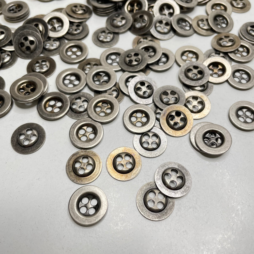 4 Hole Button - 16MM Metal - Grey (6809619660913)
