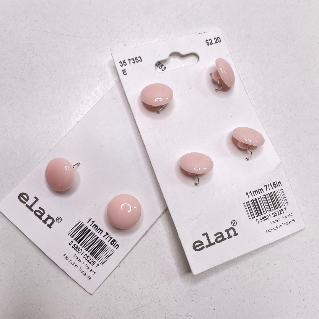 Shank Button - 11MM Plastic - Pink - 6 Pack (6812162883697)
