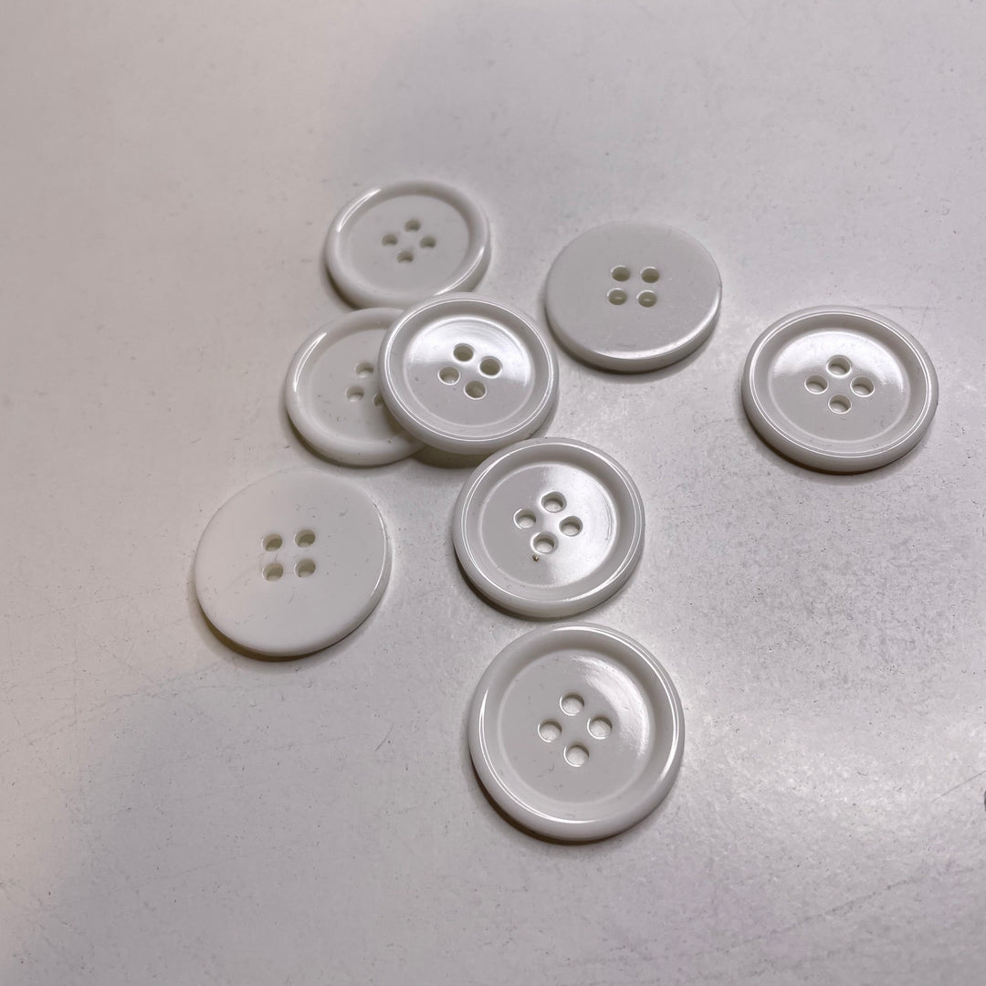 4 Hole Button - 23MM Plastic - White - 8 Pack