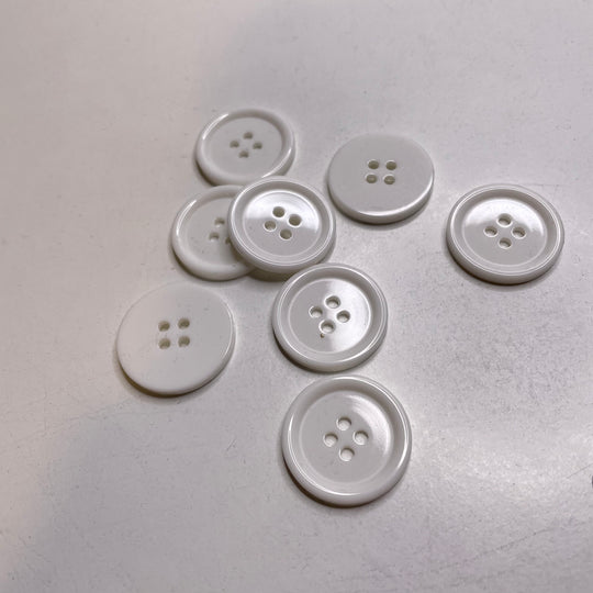 4 Hole Button - 23MM Plastic - White - 8 Pack