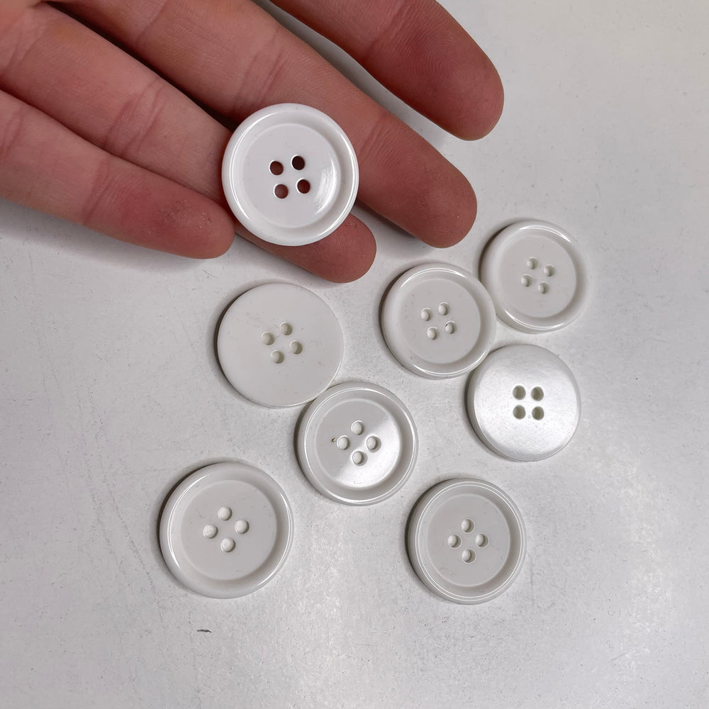 4 Hole Button - 23MM Plastic - White - 8 Pack
