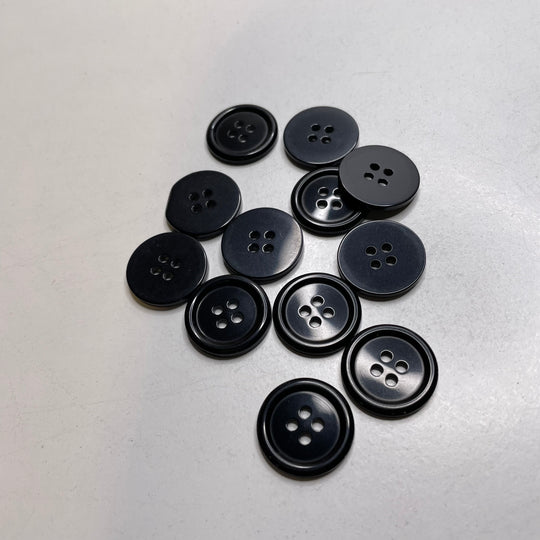 4 Hole Button - 29MM Plastic - Black - 12 Pack