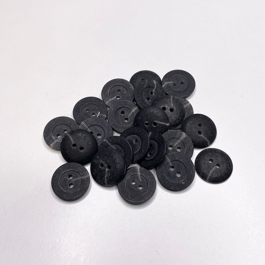2 Hole Button - 18MM Plastic - Black/Grey (6656645398641)