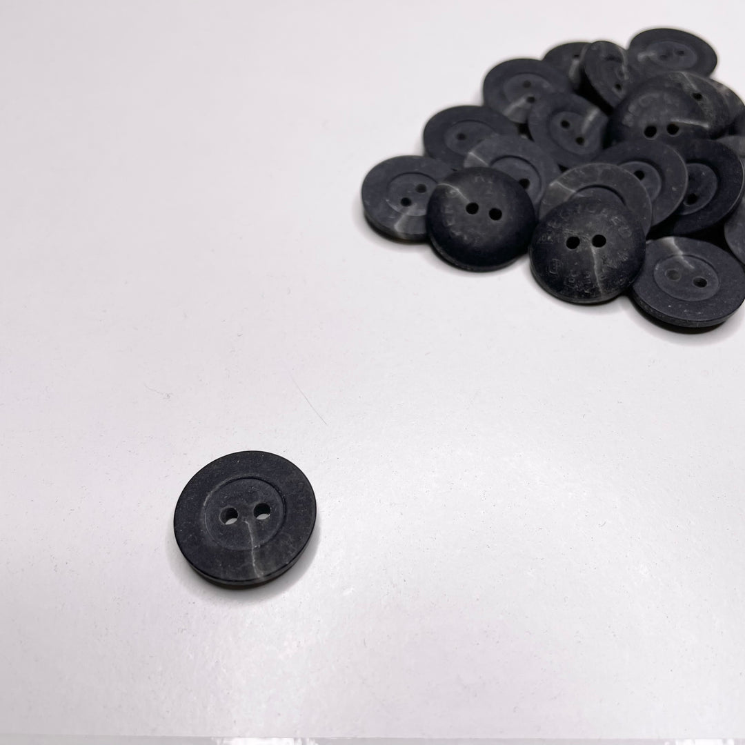 2 Hole Button - 18MM Plastic - Black/Grey (6656645398641)