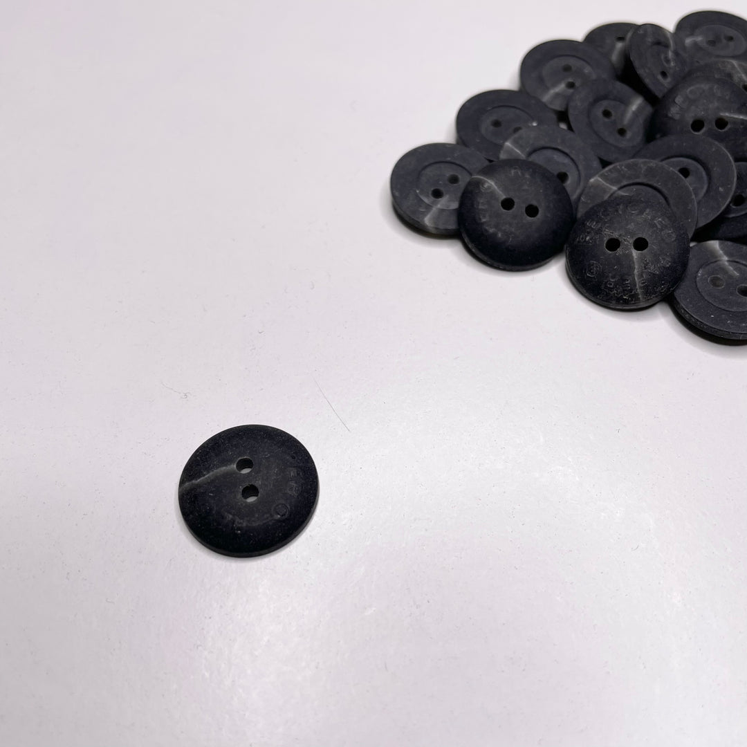 2 Hole Button - 18MM Plastic - Black/Grey (6656645398641)