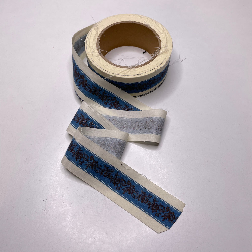 1 ½" Continuous Woven Bias Tape - Blue/Cream - Roll