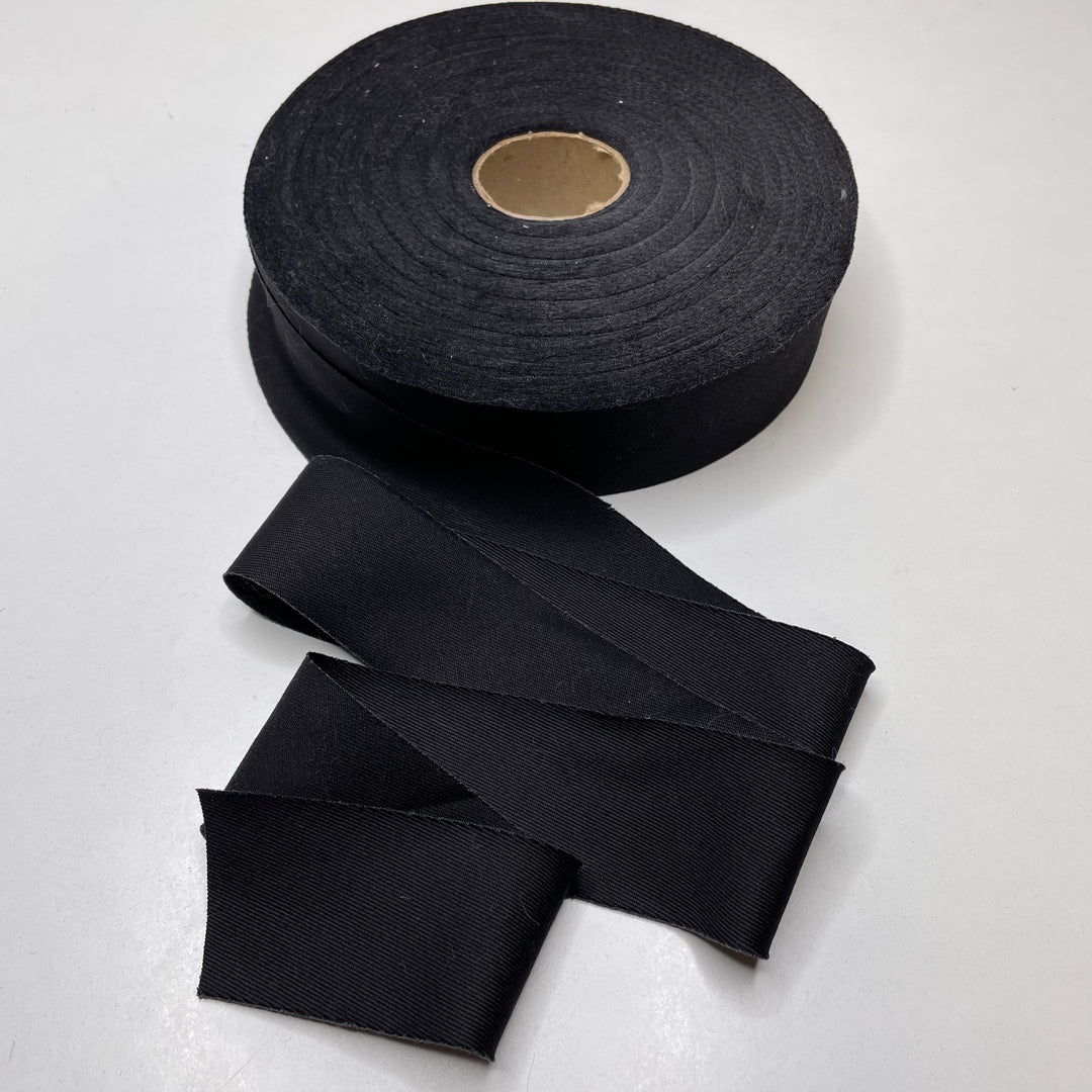 1 ½" Continuous Woven Bias Tape - Black - Roll