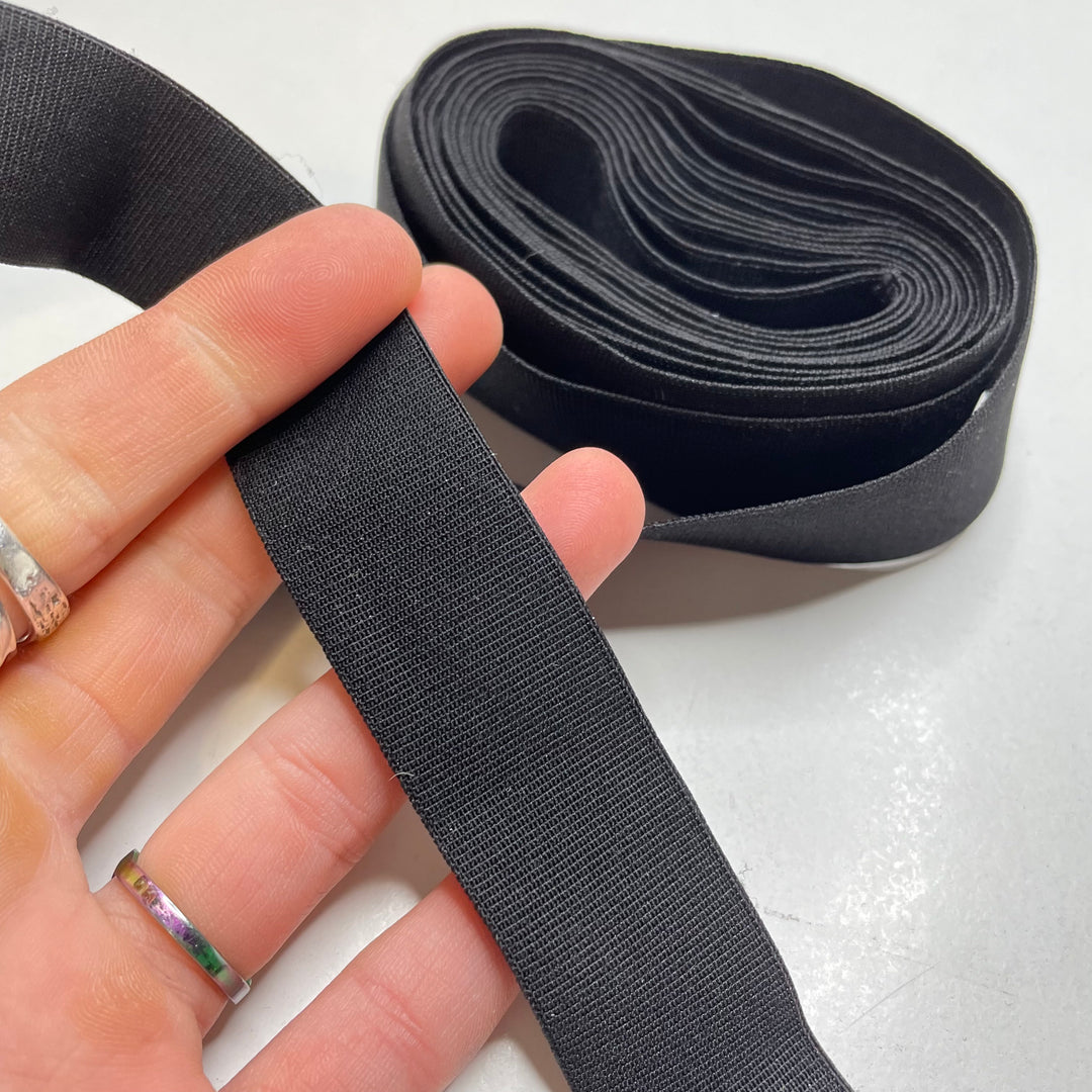 1" Knitted Elastic - Black/Silver - 3M Bundle (6730441883761)