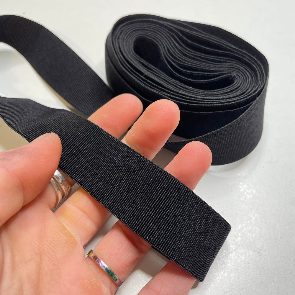 1" Knitted Elastic - Black/Silver - 3M Bundle (6730441883761)