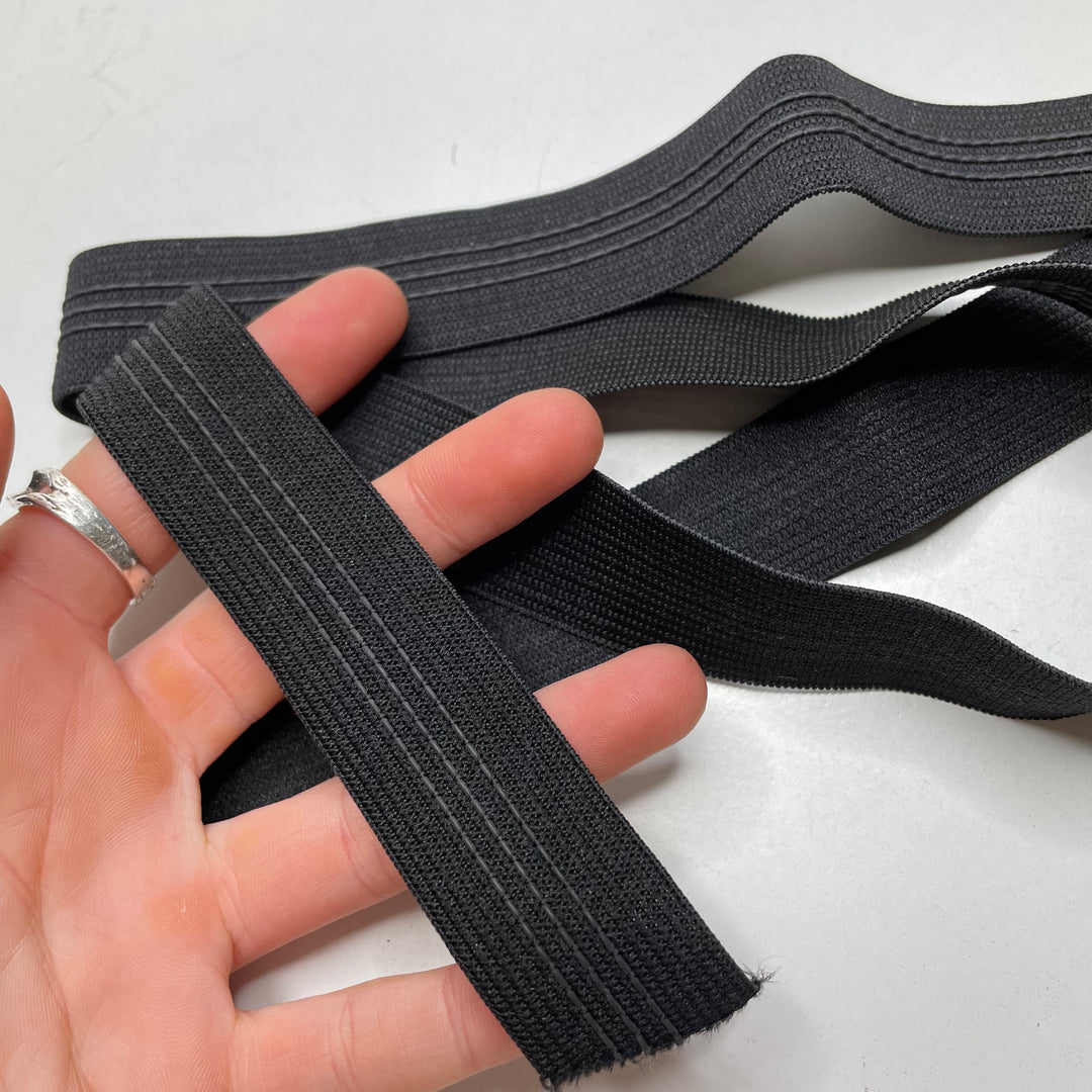 1" Knitted Elastic - Black - 0.95M Bundle
