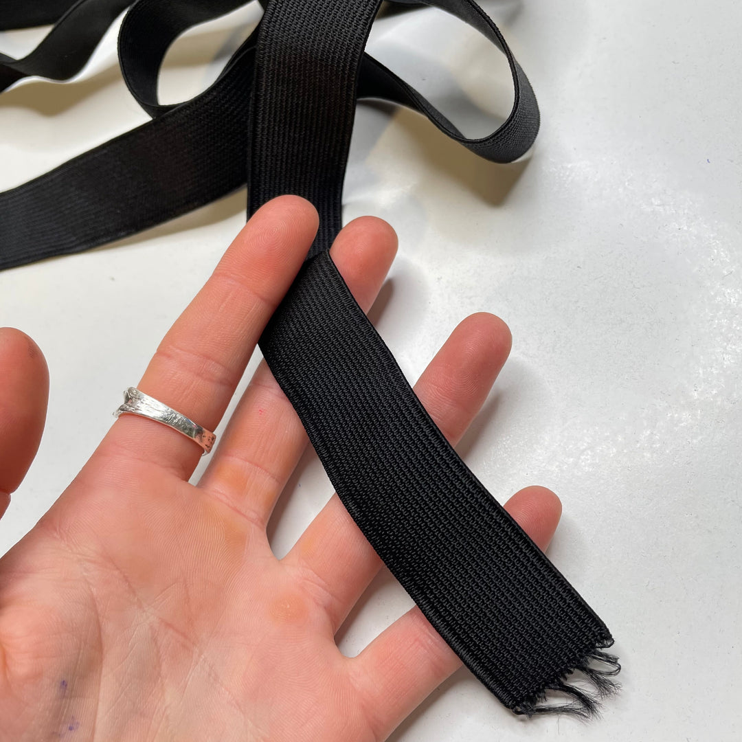 1" Knitted Elastic - Black - 1M