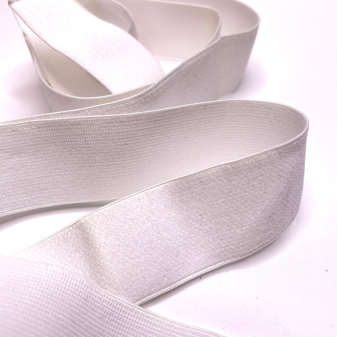 1" Plush-Back Elastic - White - 1M