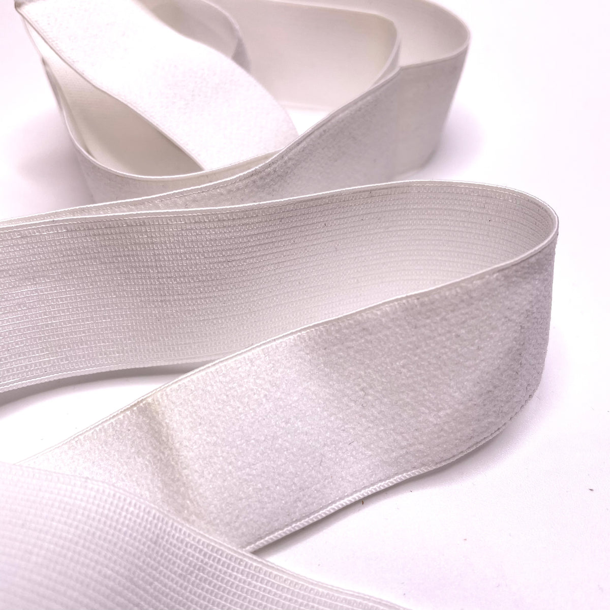 1" Plush-Back Elastic - White - 1M