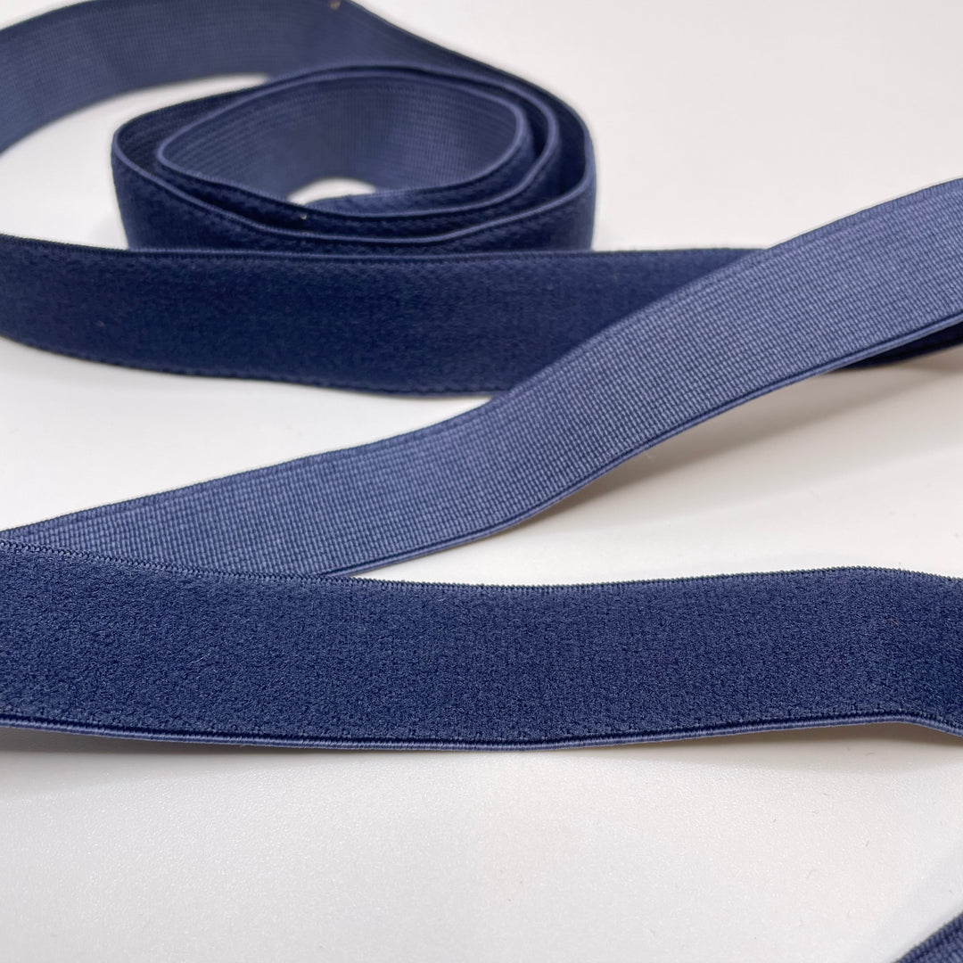 ¾" Plush-Back Elastic - Navy - 1M