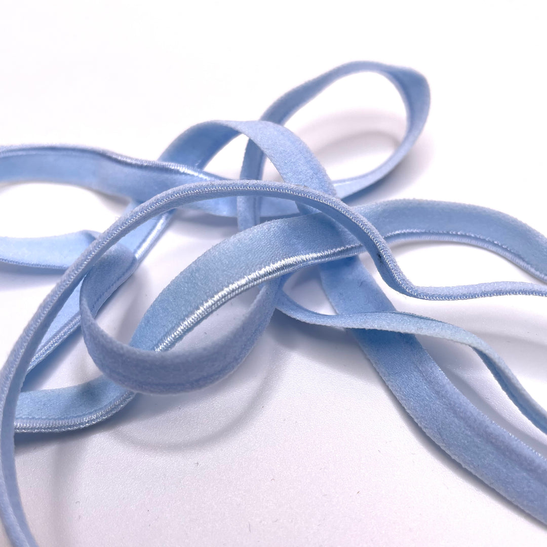 ¼" Plush Piped Egde Elastic - Light Sky Blue - 1M