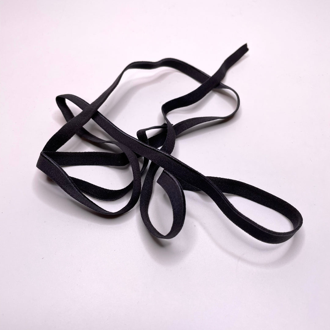 ¼" Plush Piped Egde Elastic - Charcoal - 1M