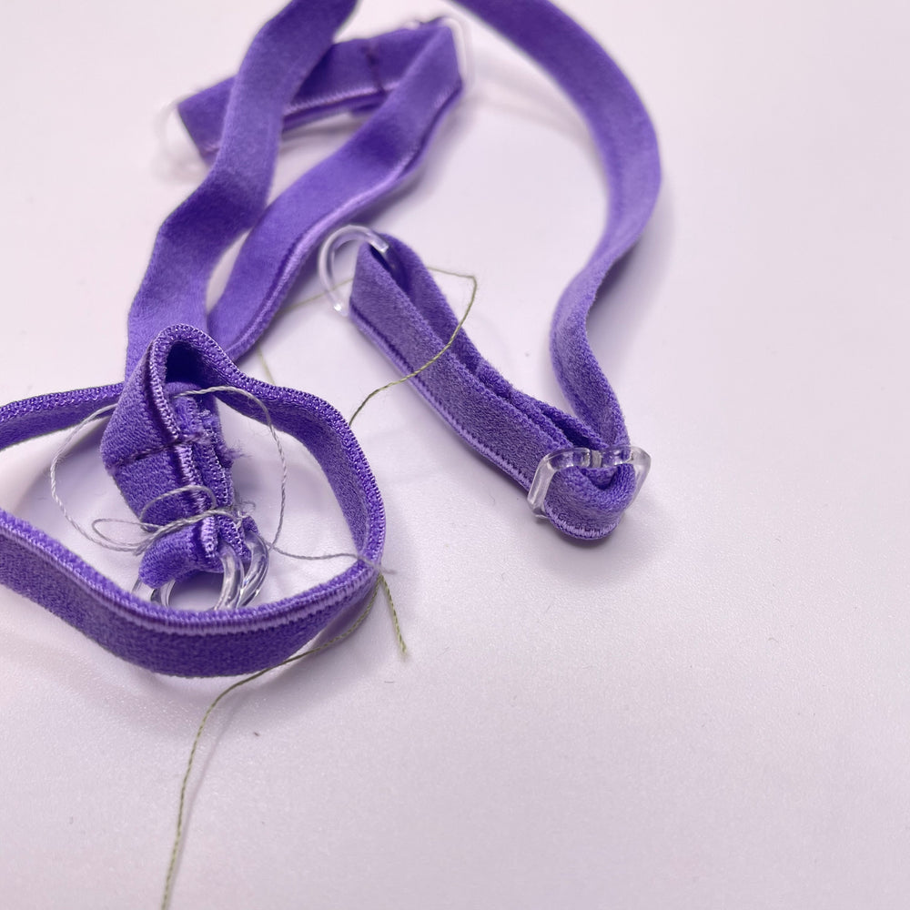 ¼" Plush Piped Edge Pre Made Bra Strap Elastic - Felicity Purple - 2M 2 Pack Elastic