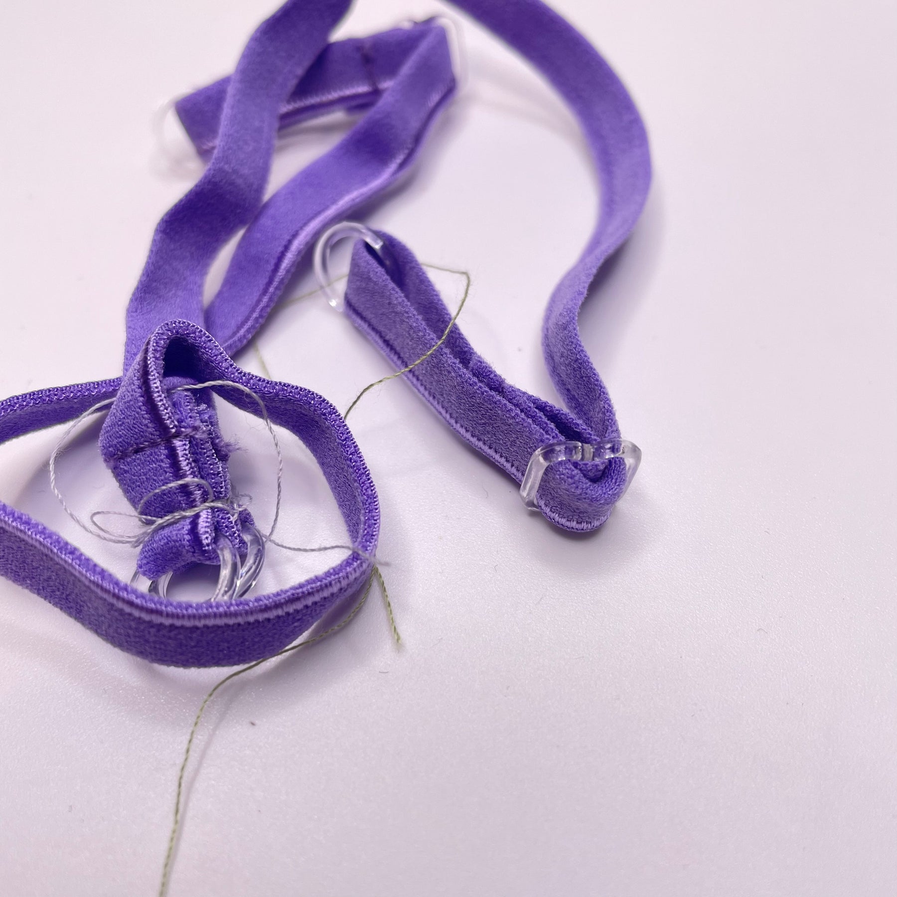 ¼ Plush Piped Edge Pre-Made Bra Strap Elastic - Felicity Purple - 2 Pack