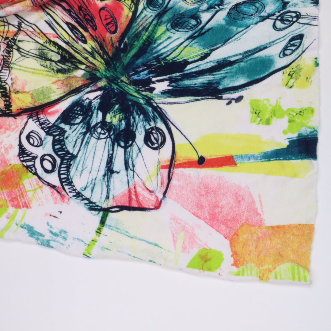 Abstract Butterfly - Cotton Polyester Lycra Knit - White / Multicolor - 0.80M Bundle - FABCYCLE Deadstock and Sustainble Fabrics and Sewing Supplies (4634713096305)