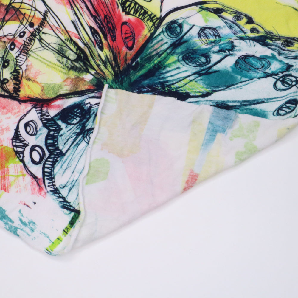 Abstract Butterfly - Cotton Polyester Lycra Knit - White / Multicolor - 0.80M Bundle - FABCYCLE Deadstock and Sustainble Fabrics and Sewing Supplies (4634713096305)