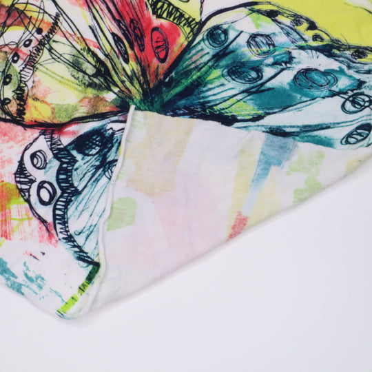 Abstract Butterfly - Cotton Polyester Lycra Knit - White / Multicolor - 0.80M Bundle - FABCYCLE Deadstock and Sustainble Fabrics and Sewing Supplies (4634713096305)