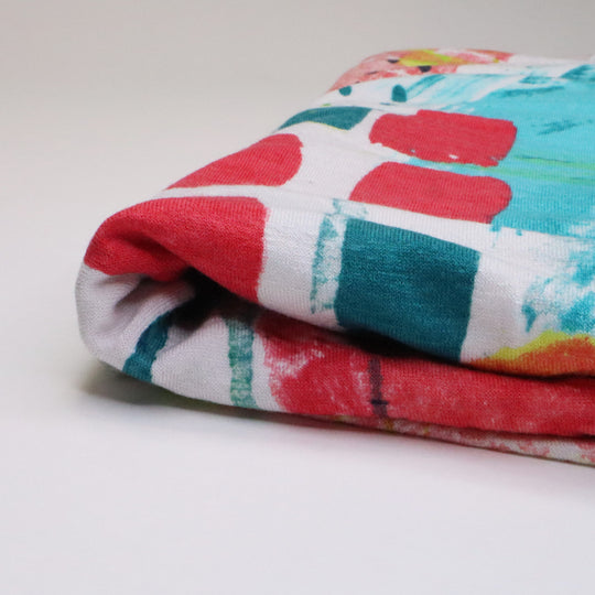Abstract Butterfly - Cotton Polyester Lycra Knit - White / Multicolor - 0.80M Bundle - FABCYCLE Deadstock and Sustainble Fabrics and Sewing Supplies (4634713096305)