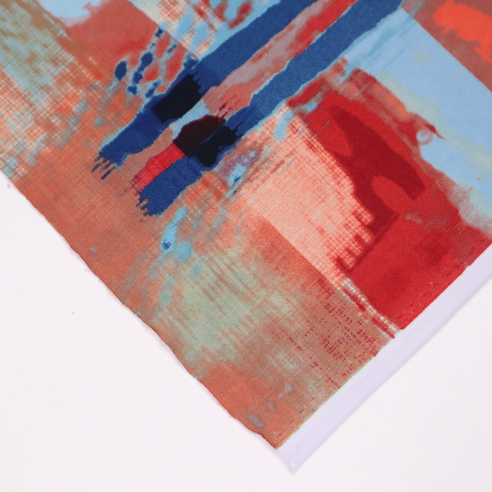 Sea Glass Abstract - Polyester Jersey Knit - Blue / Red / Brown / Beige - 1.20M Bundle - FABCYCLE Deadstock and Sustainble Fabrics and Sewing Supplies (4634951417969)