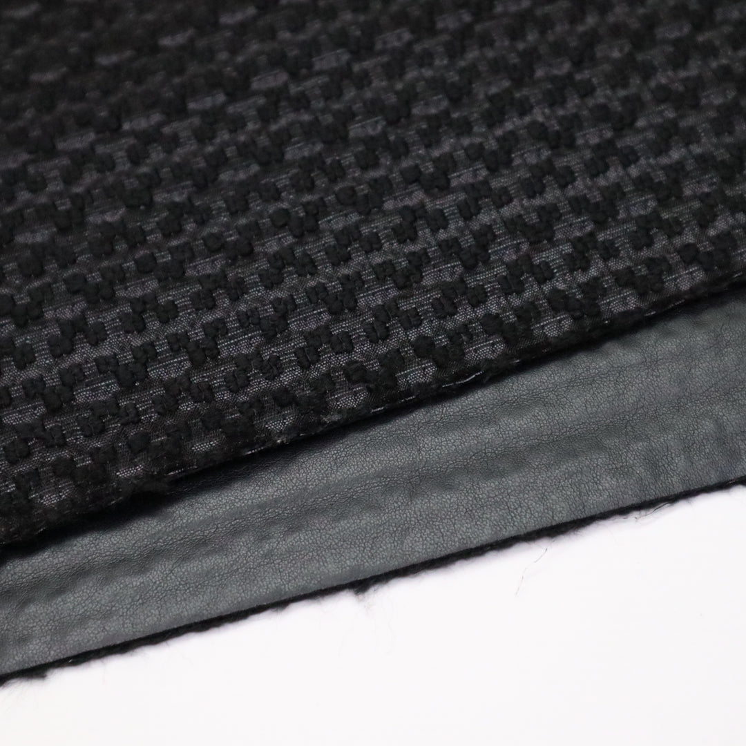 Studio Time - Polyester Woven / Faux Leather Backing - Black - 1/2 Meter - FABCYCLE Deadstock and Sustainble Fabrics and Sewing Supplies (4639026544753)