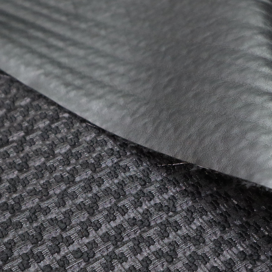 Studio Time - Polyester Woven / Faux Leather Backing - Black - 1/2 Meter - FABCYCLE Deadstock and Sustainble Fabrics and Sewing Supplies (4639026544753)