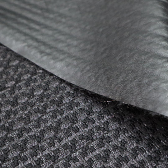 Studio Time - Polyester Woven / Faux Leather Backing - Black - 1/2 Meter - FABCYCLE Deadstock and Sustainble Fabrics and Sewing Supplies (4639026544753)