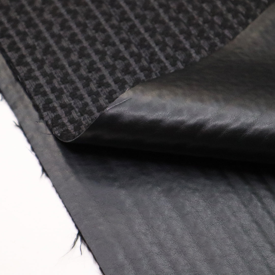 Studio Time - Polyester Woven / Faux Leather Backing - Black - 1/2 Meter - FABCYCLE Deadstock and Sustainble Fabrics and Sewing Supplies (4639026544753)