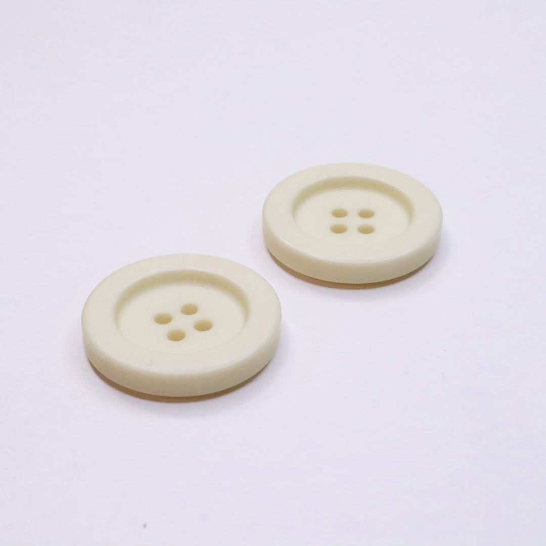 30mm Flat Button - Cream Plastic - Individual - FABCYCLE Deadstock and Sustainble Fabrics and Sewing Supplies (4641345536113)