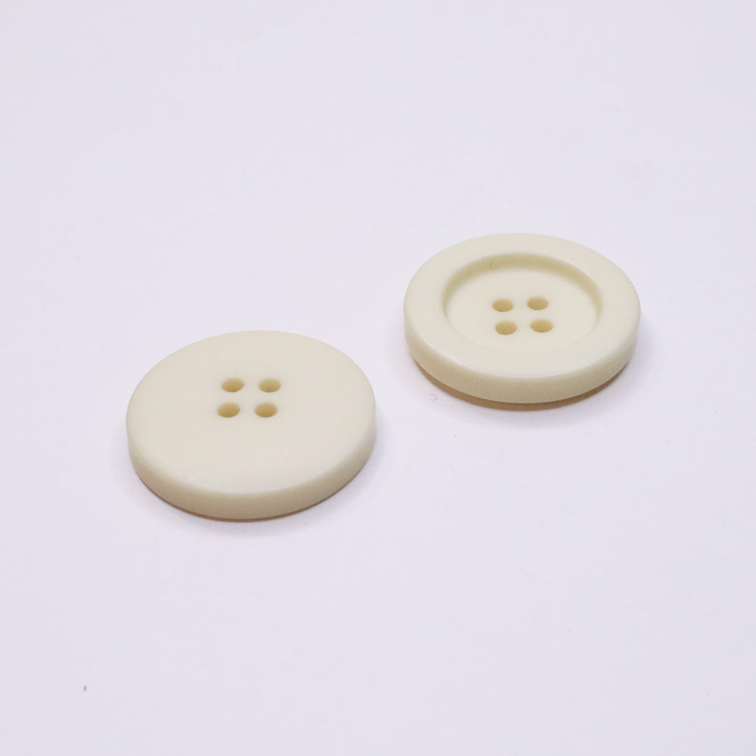 30mm Flat Button - Cream Plastic - Individual - FABCYCLE Deadstock and Sustainble Fabrics and Sewing Supplies (4641345536113)