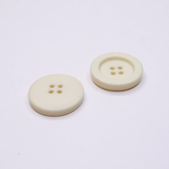 30mm Flat Button - Cream Plastic - Individual - FABCYCLE Deadstock and Sustainble Fabrics and Sewing Supplies (4641345536113)
