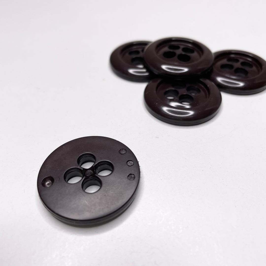 4 Hole Button - 27MM Plastic - Dark Brown - FABCYCLE Deadstock and Sustainble Fabrics and Sewing Supplies (6656398033009)