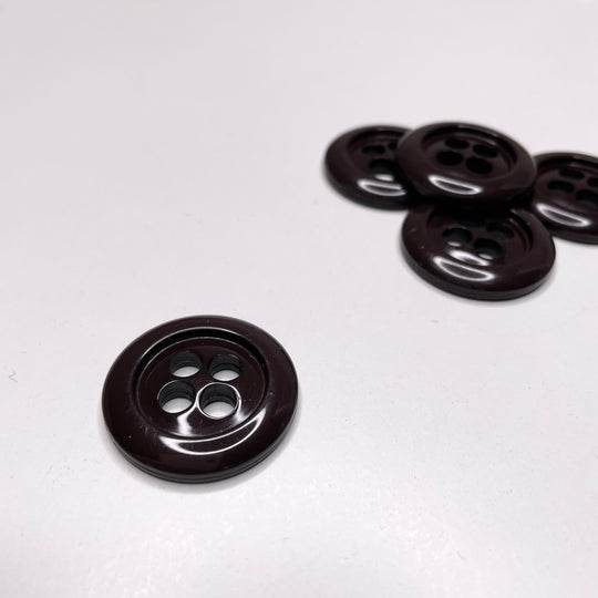 4 Hole Button - 27MM Plastic - Dark Brown - FABCYCLE Deadstock and Sustainble Fabrics and Sewing Supplies (6656398033009)