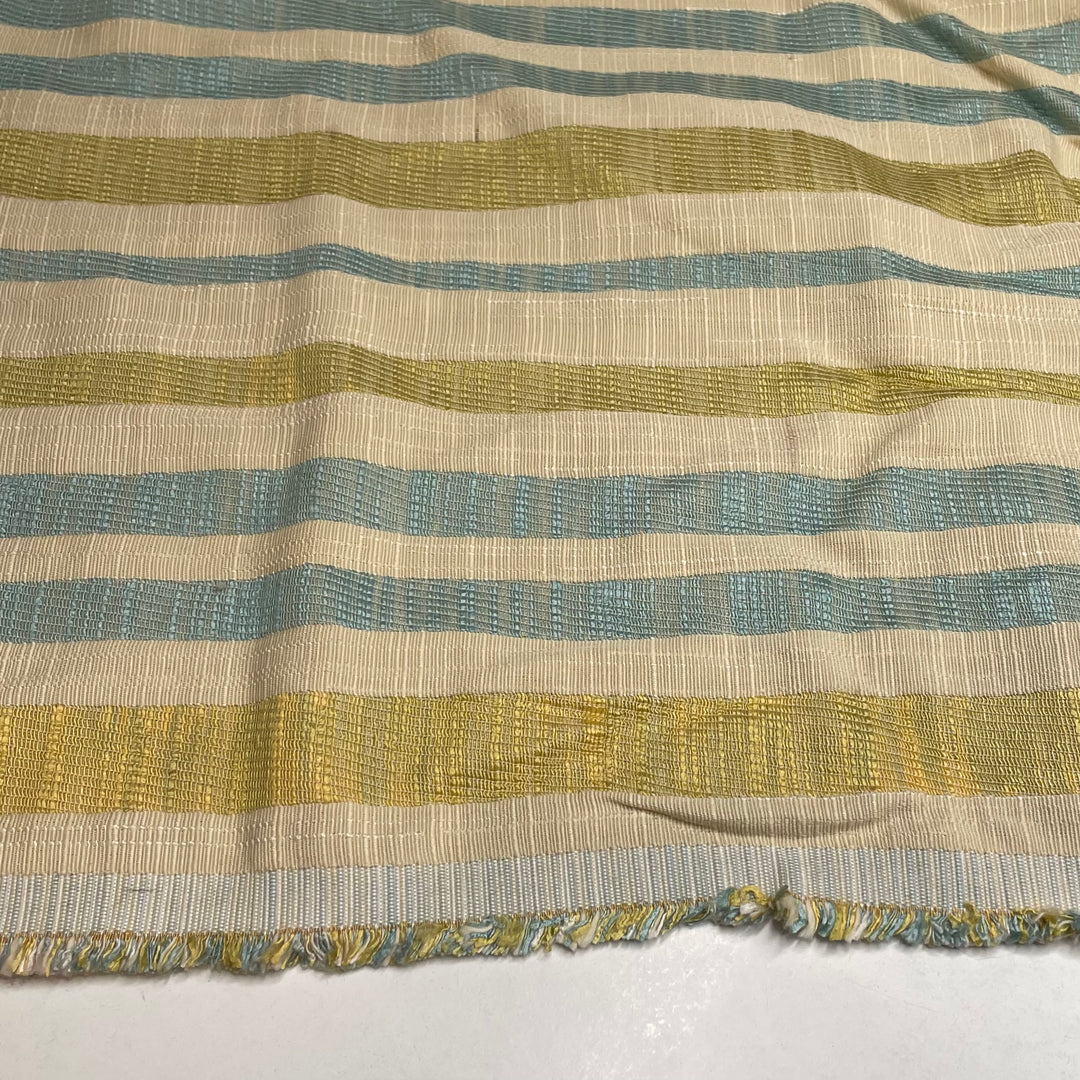 Striped Jumper From Mum - Natural Blend Woven - Light Blue/Cream Stripes - 1/2 Meter - FABCYCLE Deadstock and Sustainble Fabrics and Sewing Supplies (6664950448241)