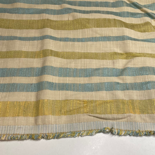 Striped Jumper From Mum - Natural Blend Woven - Light Blue/Cream Stripes - 1/2 Meter - FABCYCLE Deadstock and Sustainble Fabrics and Sewing Supplies (6664950448241)