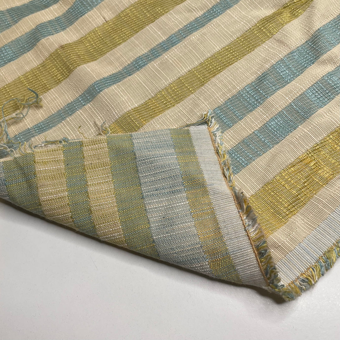 Striped Jumper From Mum - Natural Blend Woven - Light Blue/Cream Stripes - 1/2 Meter - FABCYCLE Deadstock and Sustainble Fabrics and Sewing Supplies (6664950448241)