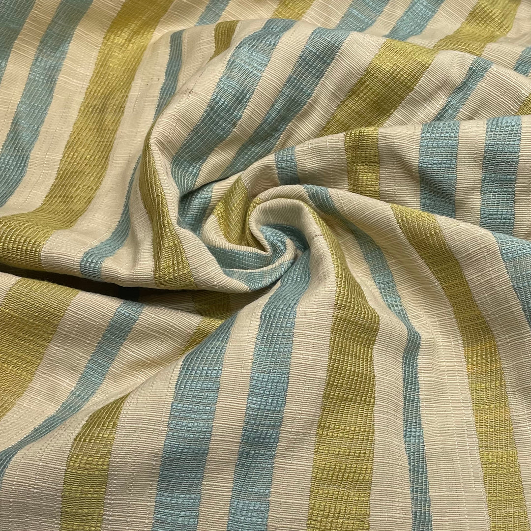 Striped Jumper From Mum - Natural Blend Woven - Light Blue/Cream Stripes - 1/2 Meter - FABCYCLE Deadstock and Sustainble Fabrics and Sewing Supplies (6664950448241)