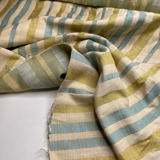 Striped Jumper From Mum - Natural Blend Woven - Light Blue/Cream Stripes - 1/2 Meter - FABCYCLE Deadstock and Sustainble Fabrics and Sewing Supplies (6664950448241)