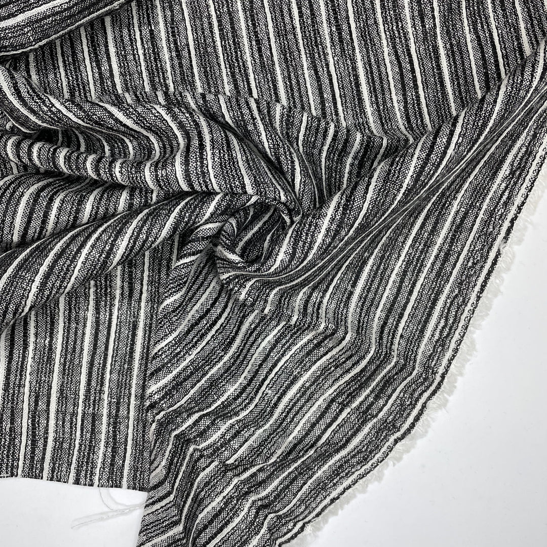 Graphite Lines - Wool Blend Woven - Black/Grey Pinstripe - 3.4M Bundle - FABCYCLE Deadstock and Sustainble Fabrics and Sewing Supplies