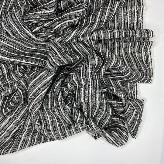 Graphite Lines - Wool Blend Woven - Black/Grey Pinstripe - 3.4M Bundle - FABCYCLE Deadstock and Sustainble Fabrics and Sewing Supplies