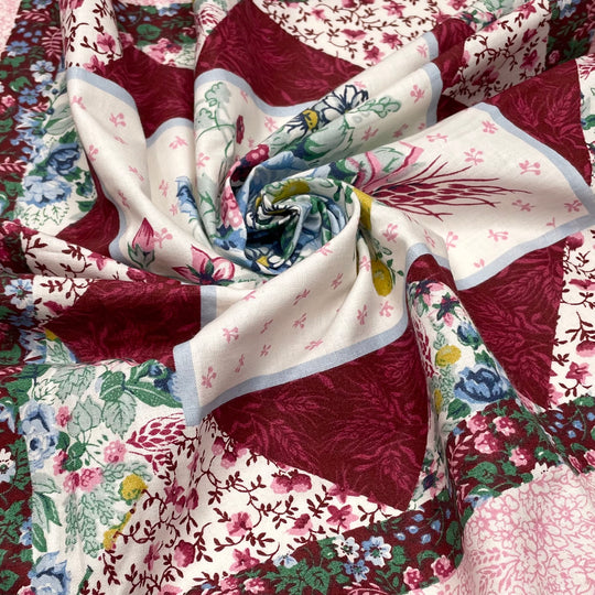 Faux Quilt - Cotton Woven - Pink Multi Floral Faux Quilt - 1M Bundle - FABCYCLE Deadstock and Sustainble Fabrics and Sewing Supplies (6666591010929)